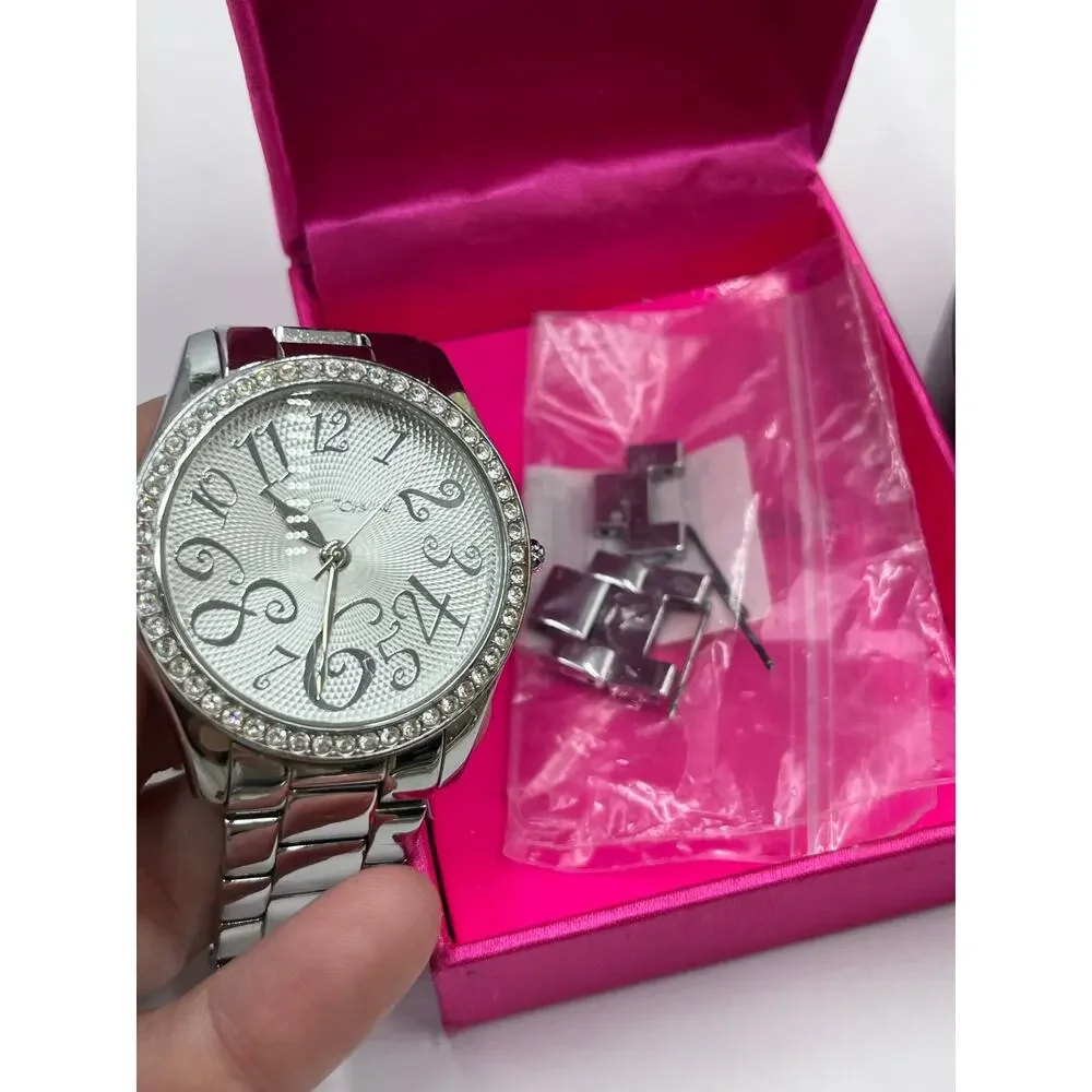 Betsey Johnson Women's BJ4128 Crystals Bezel Stainless Steel‎ Bracelet Watch